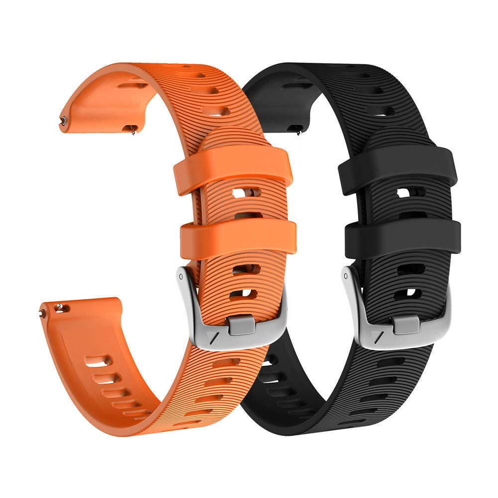 NotoCity for Garmin Forerunner 645 Strap/245 Strap, 20mm Replacement Strap Soft Silicone for Vivoactive 3 Music Vívomove HR Forerunner 645/245 Music (black,orange)