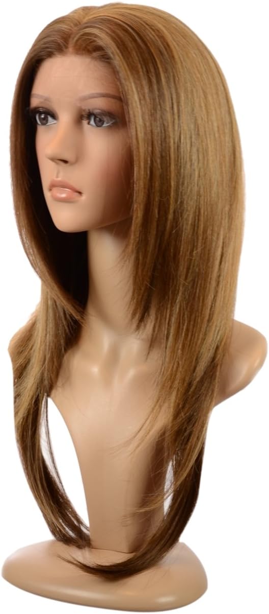 Long Lace Front Wig In Multi Tonal Blonde Light Brown Face