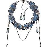 SophroniaTerri Elegant Blue Zircon & Glass Bead Lucky Floral Charm Bracelet for Women | Adjustable Silver-Tone Chain, Sparkling Crystal Jewelry Gift for Her