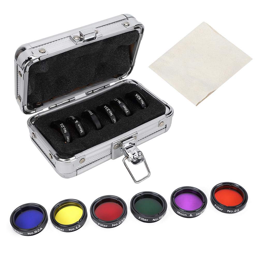 6 pcs 1.25inch Colorful Telescope Filter Kit with Storage Box for Telescopes Eyepieces Astronomical Telescope Accessories Color Filter Moon Nebula Filter Filter