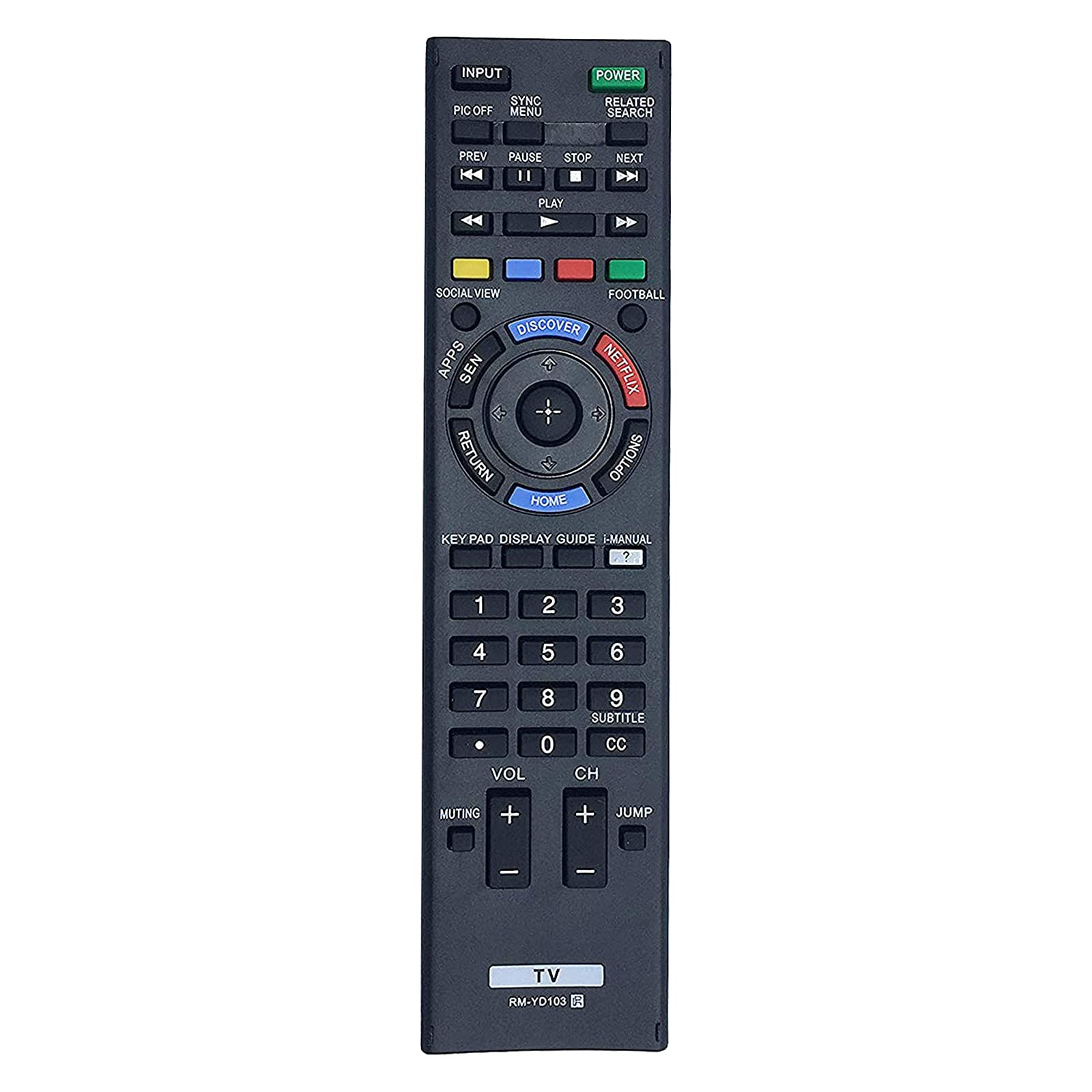 VINABTY RM-YD103 Remplacement Remote Control fit for Sony TV KDL-60W630B RM-YD073 XBR-55X800B KDL-50W829B KDL32W700B KDL-40W580B KDL40W580B KDL-40W590B KDL40W590B KDL-40W600B KDL40W600B