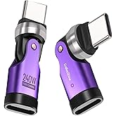 EndlesShine USB Adapter Type C to C 2 Pack 180° & 360° Rotation PD 240W USB2.0 480Mbps Phone OTG Port Fast Charge Extender with LED Indicator (Purple)
