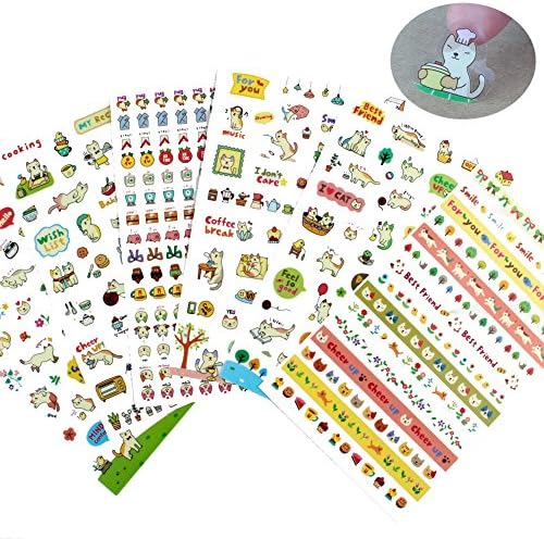 Jespekerere Cute Stickers Cartoon Cat DIY Album Daily Planner Diary Scrapbook Mobile Phone Decorative Stickers 6 Pieces Kids Children Toys