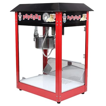 Kitechildhrrd 1370W Popcornmaschine Retro Popcornmaker Popcornautomat mit Wärmeplatte und Innenbeleuchtung Elektrisch Kommerz