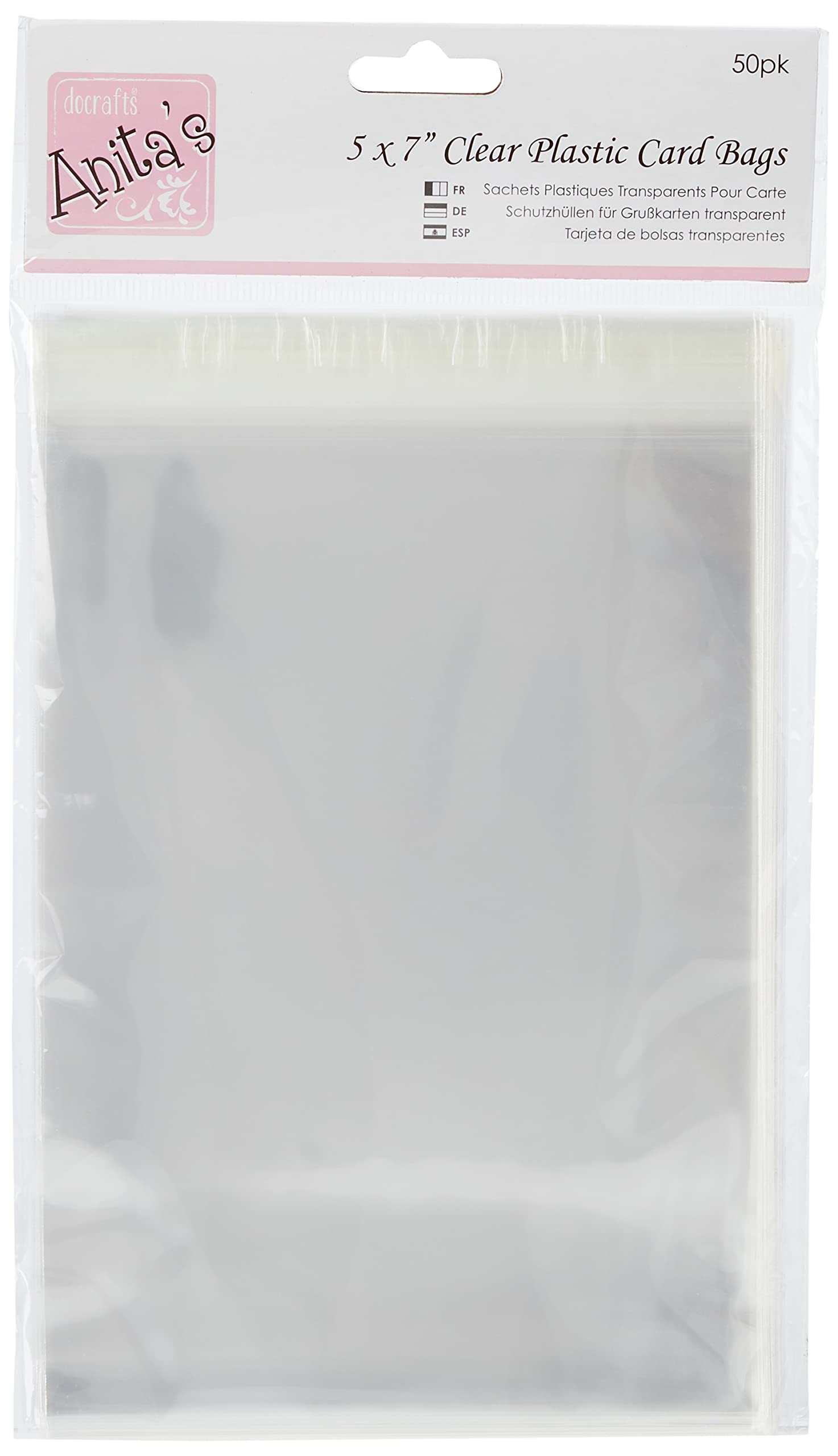 Anita's Card Bags, 142 x 193mm, Clear Pack of 50, Plastic, Card Protection, For Home, Art, Craft, Cardmaking