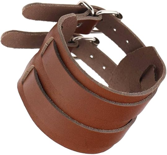 Amazon Co Jp Yiyilai パンク風 ブレスレット レザー 太め レディース バングル メンズ 腕輪 アクセサリー ベルト バックル 珈琲色 ジュエリー