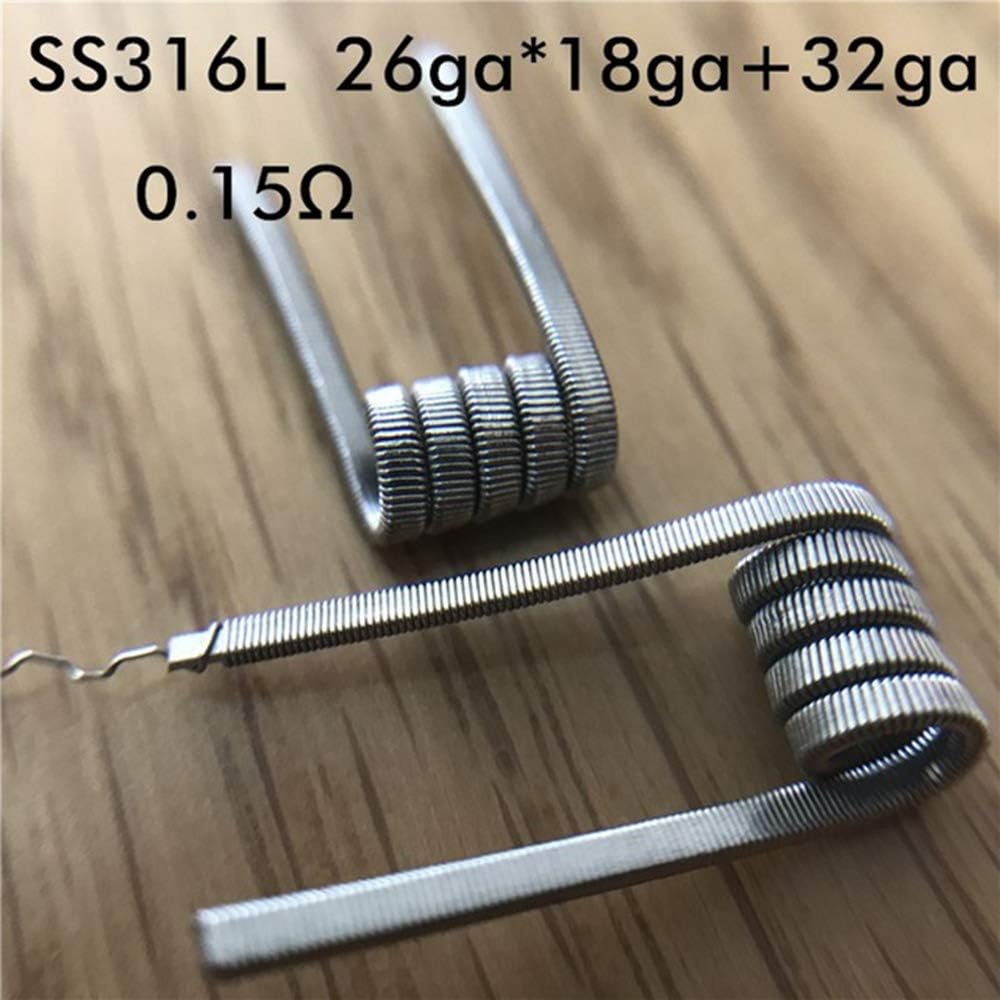 10PCS Pre-Made Nichrome SS316L Kanthal A1 Framed Staple Alien Fused Clapton Heating Coil Wires for RDA RTA RBA Vape Tank (M14 0.15ohm)