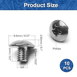 MroMax 10Pcs M4 x 5mm Truss Head Phillips Machine
