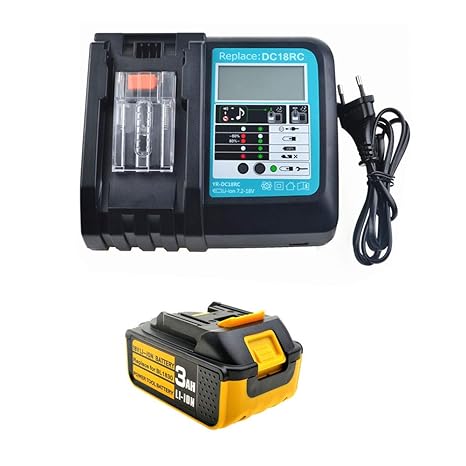 Ersatz 18V 3.0Ah Akku mit Ladegerät für Makita Heckenschere DUH523Z Rasentrimmer DUR181Z DUR187LZ BUR181Z Grasschere DUM604ZX