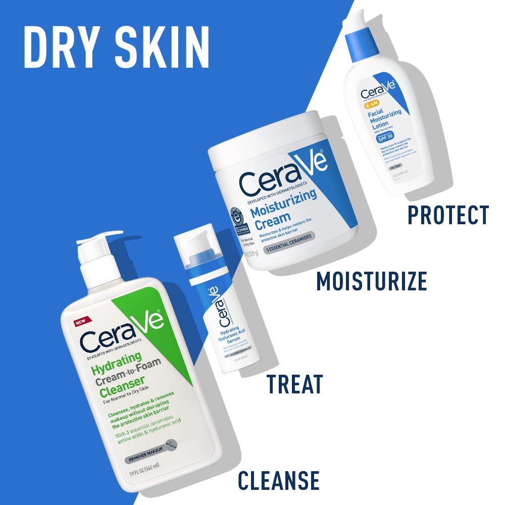 CeraVe Hydrating Cream-to-Foam Cleanser | Makeup Remover and Face Wash With Hyaluronic Acid | Fragrance Free | 19 Ounce: Beauty