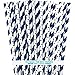 Paper Straws - Navy Blue and White - Stripe Polka Dot - 7.75 Inches - 100 Pack - Outside the Box Papers Brand