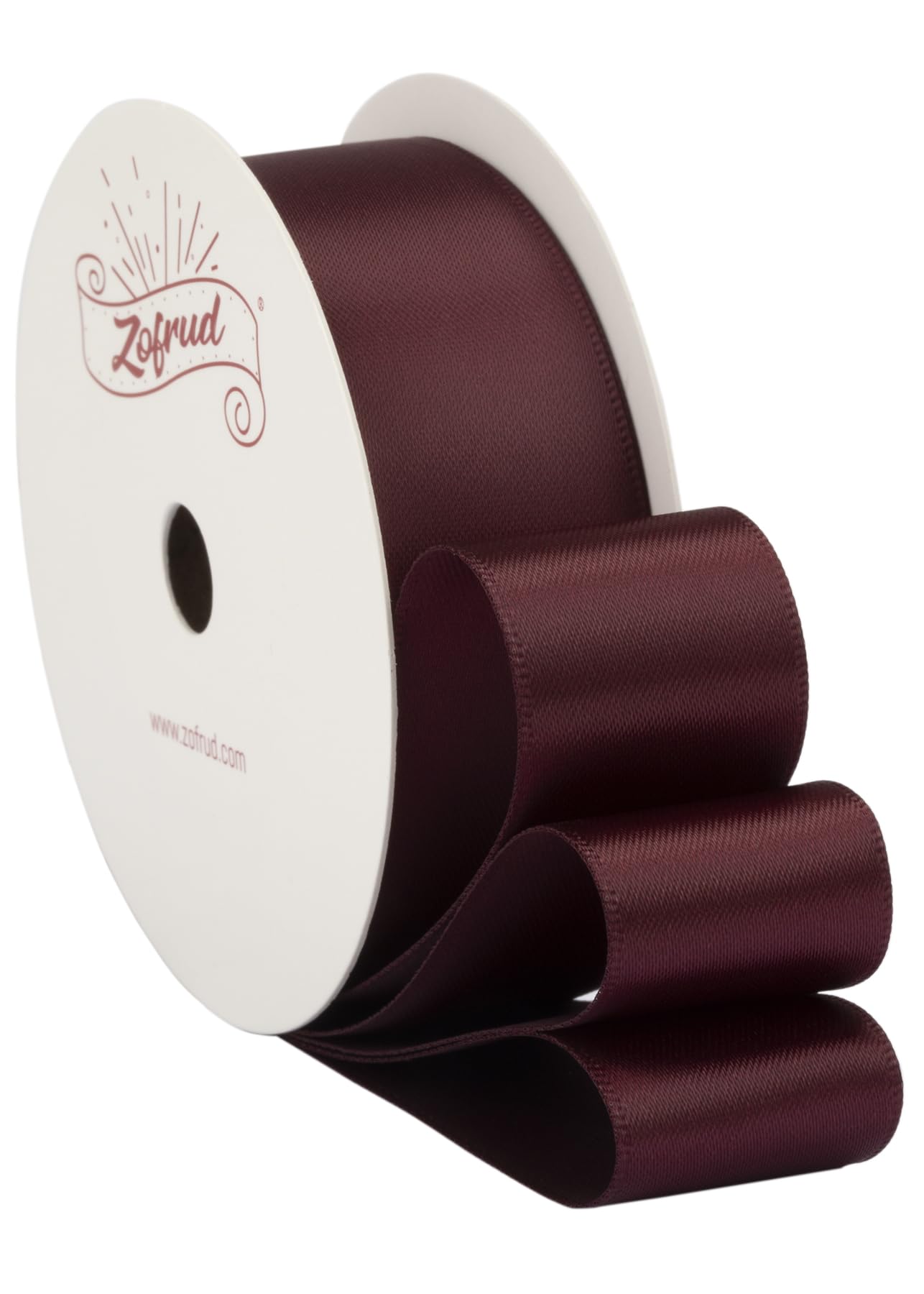 Zofrud Burgundy Satin Ribbon 25mm x 9 Meters - Ideal for Crafts, Gift Wrapping, Flower Bouquet, and Weddings
