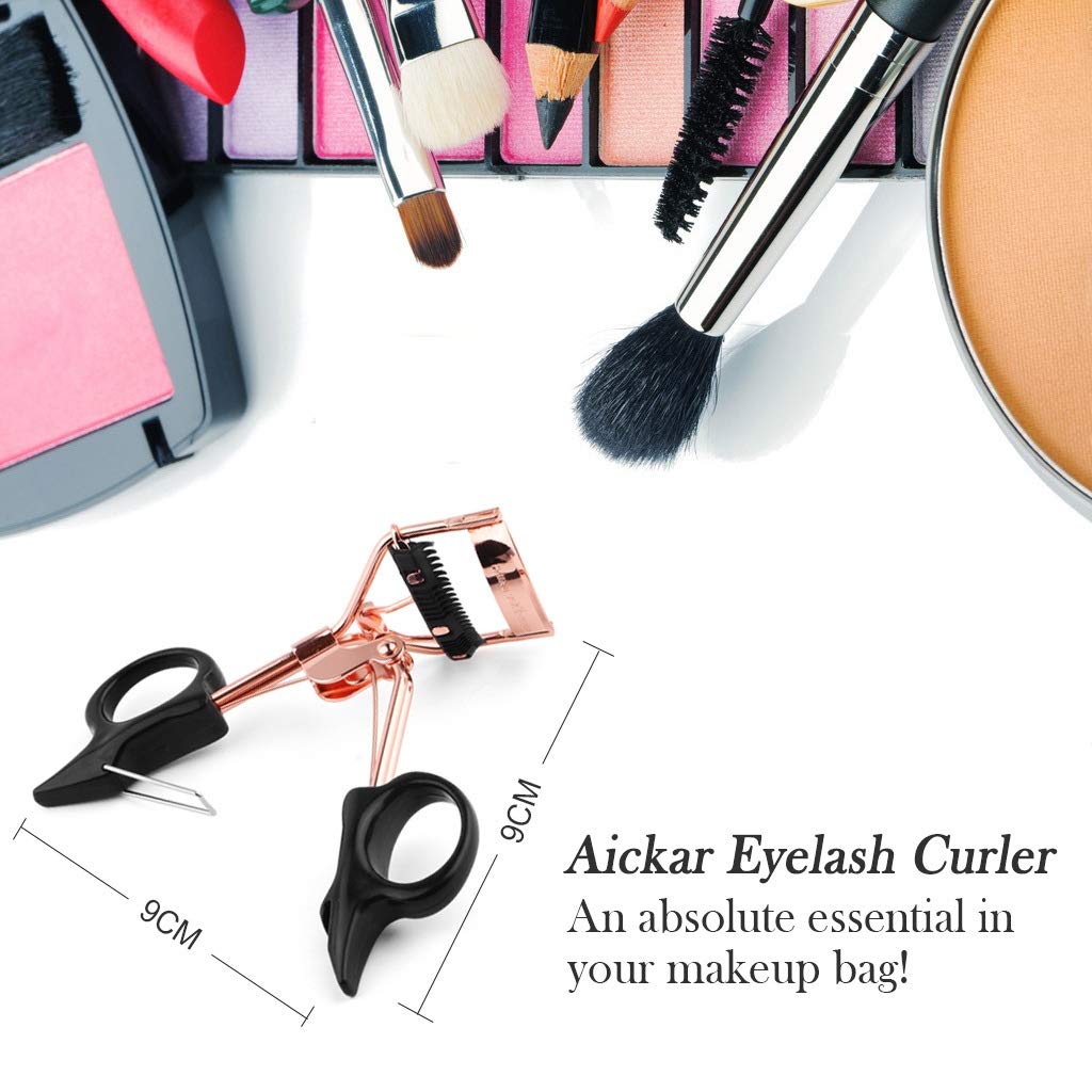 Eyelash Curler with Comb, SYU Professional Eyelash Curler Spring Loaded Separates Lashes with No Pinching Long lasting & Natural Looking Curl Fits All Eye Shapes 2 Free Refill Pads included. (A)