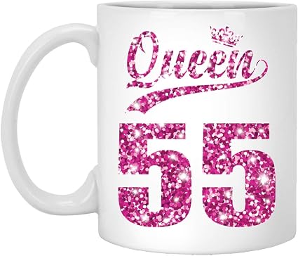 Amazon Co Jp 55歳の誕生日 女性用 クイーンクラウンピンク 11オンスコーヒーマグ カスタムナンバー おばあちゃん おばさん お母さんへの誕生日プレゼントに最適 大人への誕生日プレゼントに最適 ホーム キッチン