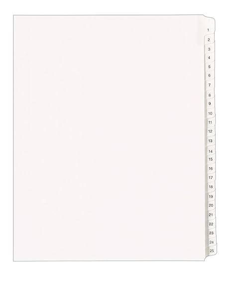 Avery 1-25 Legal Exhibit Dividers for 3 Ring Binders, 25-Tab Sets, Allstate Style, 1 Binder Divider Set (01701)