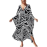 sunforyou Kaftan Dresses for Women Plus Size Lightweight Swimsuit Cover up Batwing Sleeve Print Loungewear Beach Robe