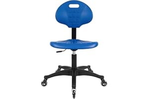 TAKE UR SEAT® Deluxe Polyurethane Lab Stool Chair, 5" Adjustable Table Height, Blue (Blade Wheels)