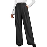 Arach&Cloz Women's Lightweight Wool Blend Elastic Waist Straight Leg Business Casual Pants 2026