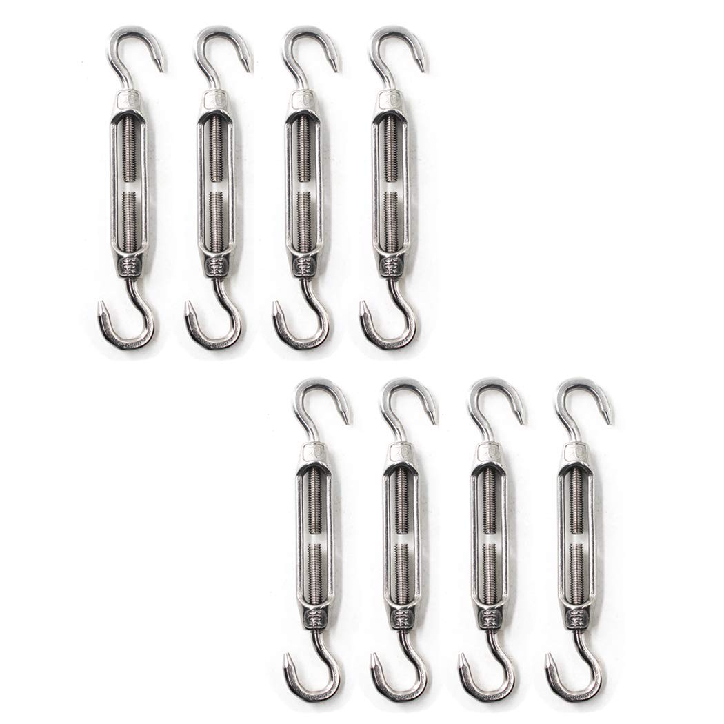 M5 Turnbuckle 304 Stainless Steel Turnbuckle Hook and Hook Turnbuckle Wire Rope Tension Pack of 8