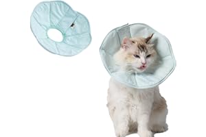 Touchdog Foldable Dog Cone Collar for Cats & Dogs - Adjustable Soft Recovery Collar with Waterproof PU Coating, Lightweight Design, 24.5cm/9.6in Wide Barrier (Blue, M)