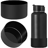 Linkidea Water Bottle Boot Compatible with Iron °Flask Wide Mouth 32oz/40oz, Narrow Mouth 32oz, Silicone Bottle Bottom Sleeve Cover Protector, Bottle Bumper (Black / 2 Pack), CPS-027-01
