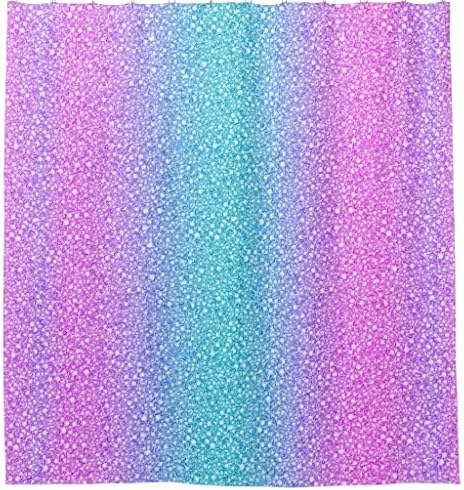 Blue And Purple Glitter Shower Curtain,60 by 72 inch.