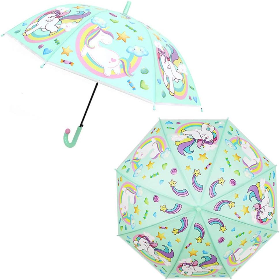 J&D UMBRKIDS Kids Unicorn Umbrella Transparent Umbrellas Automatic