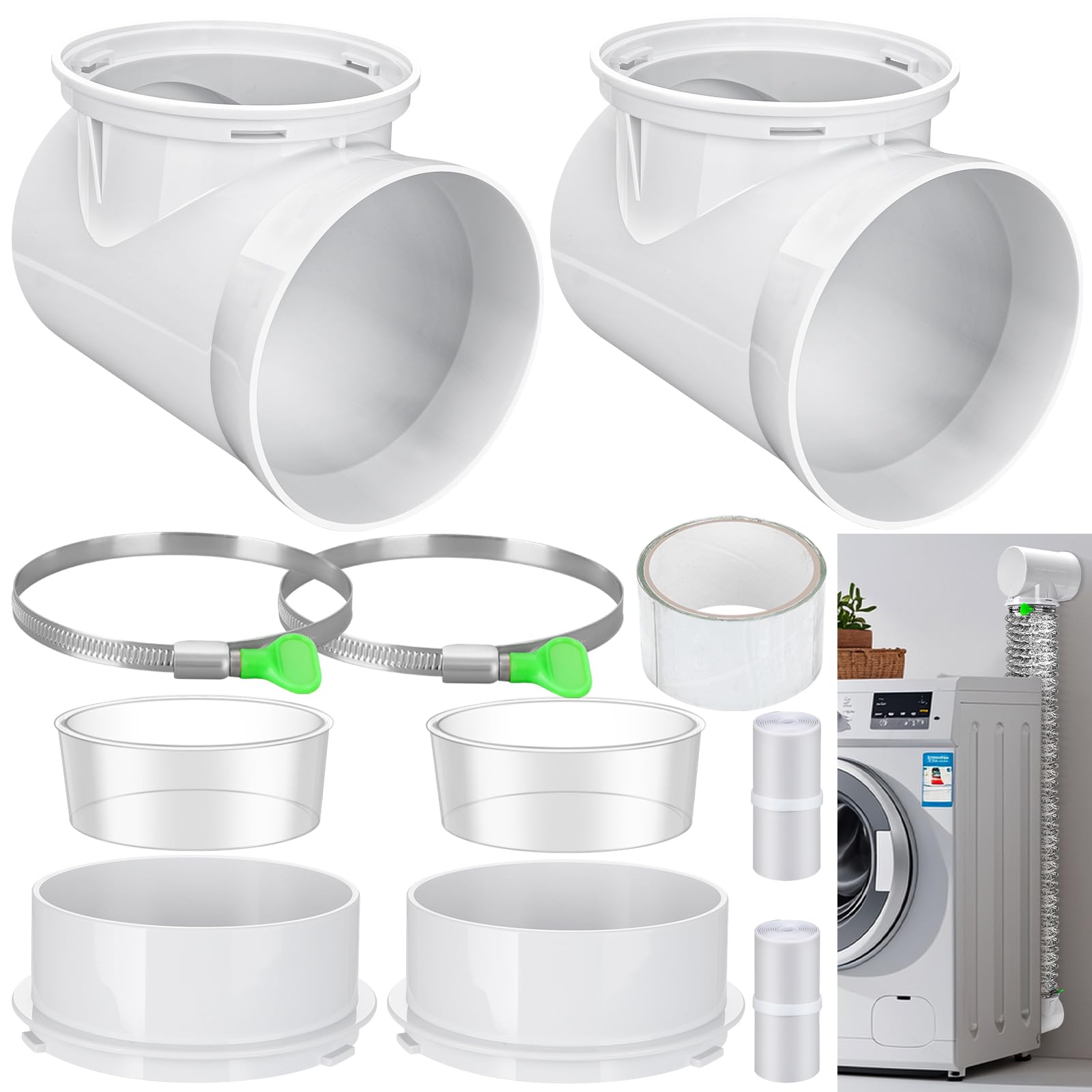 Photo 1 of *MINOR DAMAGE - USED*
90 Degree Dryer Vent Elbow(2 Pcs),Dryer Vent Duct Connector Kit,90 Degree Dryer Vent Tight-Fit Connector Elbow for 4 Inch Dryer Duct Vent Hose.