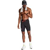 WOLACO Sprint Half Tight Compression Shorts with Phone Pocket for Men