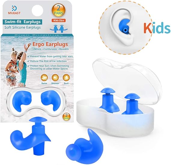 Verbesserte SchwimmOhrstöpsel für Kinder, 2 Paar, wasserdicht, wiederverwendbar, Silikon, für