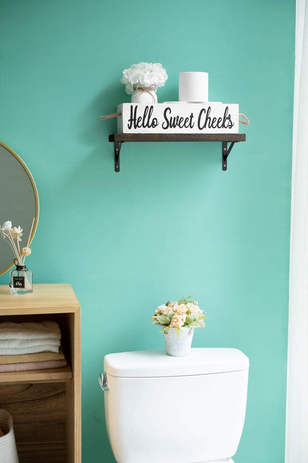 Tissue Holders White Major Jar And Artificial Flower Included Dahey 1 Pack Farmhouse Nice Butt Bathroom Decor Box 2 Sides Toilet Paper Holder Wood Tank With Funny Sign Rustic Decor For Kitchen