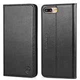 iPhone 8 Plus Case, SHIELDON Genuine Leather iPhone 8 Plus Wallet Case Magnetic Flip with Stand [Credit Card Slot] [TPU Shockproof Protective Case] for iPhone 8 Plus (5.5