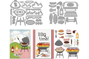 MAYJOYDIY Barbecue Metal Die Cuts Fire BBQ Cutting Dies Outdoor Picnic Embossing Template Grilled Fish Sausage Carbon Steel C