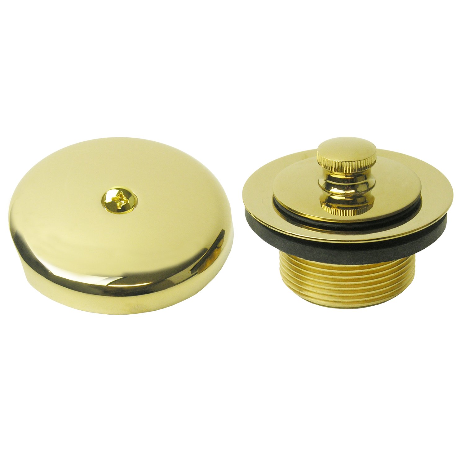 Simpatico 34861P Lift and Turn Tub Strainer Kit with Single Hole Overflow Plate and Screw with 1