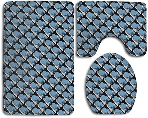 Hippo Animal Zoo Durable Bathroom Rugs Set Thin Rug Set Shag Lid Toilet Cover And Bath Mat