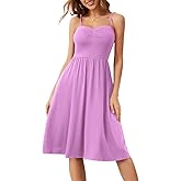 Sureple Summer Dresses for Women 2025 Casual Sweetheart-Neck Empire Waist Swing Aline Spaghetti Strap Dress with Pockets