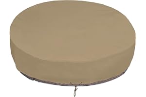 SunPatio Heavy Duty FadeStop Outdoor Round Daybed Cover 75 Inch, Patio Day Bed Sofa Cover Waterproof, All Weather Protection Round Canopy with Taped Seam, 75" Dia x 35"/16”H, Taupe