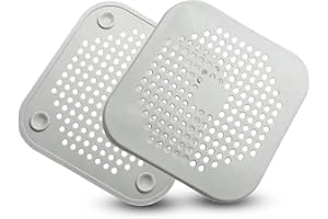 Waziaqoc 2 Pack Drain Hair Catcher, Square Silicone Hair Stopper Shower Drain Covers for Bathroom, Bathtub and Kitchen, Easy to Install and Clean(Grey)