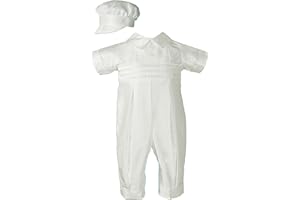 Little Things Mean A Lot White Silk Christening Baptism Coverall with Hat
