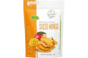 Dried Mango Slices - 1 Pound | Natural Sliced Mangoes | Soft, Chewy & Juicy Dried Fruit | Lightly Sweetened | Gourmet Grove