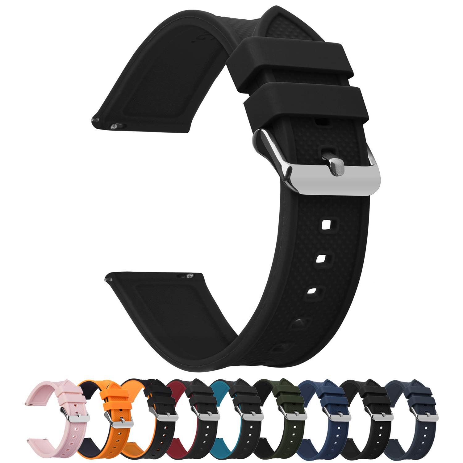 18mm 20mm 22mm 24mm Watch Straps, Silicone Replacement Band Compatbile with  Huawei Wathch, Samsung Galaxy Watch, Fossil Watch, Smart Watch Straps for  Women Men- Buy Online in Isle of Man at Desertcart -
