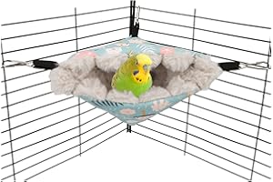 Wontee Bird Nest House Winter Warm Hanging Hammock Bird Bed Snuggle Hut for Parakeets Budgies Caique Conures Cockatiels (Small, Blue)