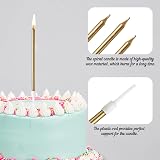 DONQL Birthday Candles 24Pcs Tall Thin Cake Candles with Holders 14cm Champagne view 3