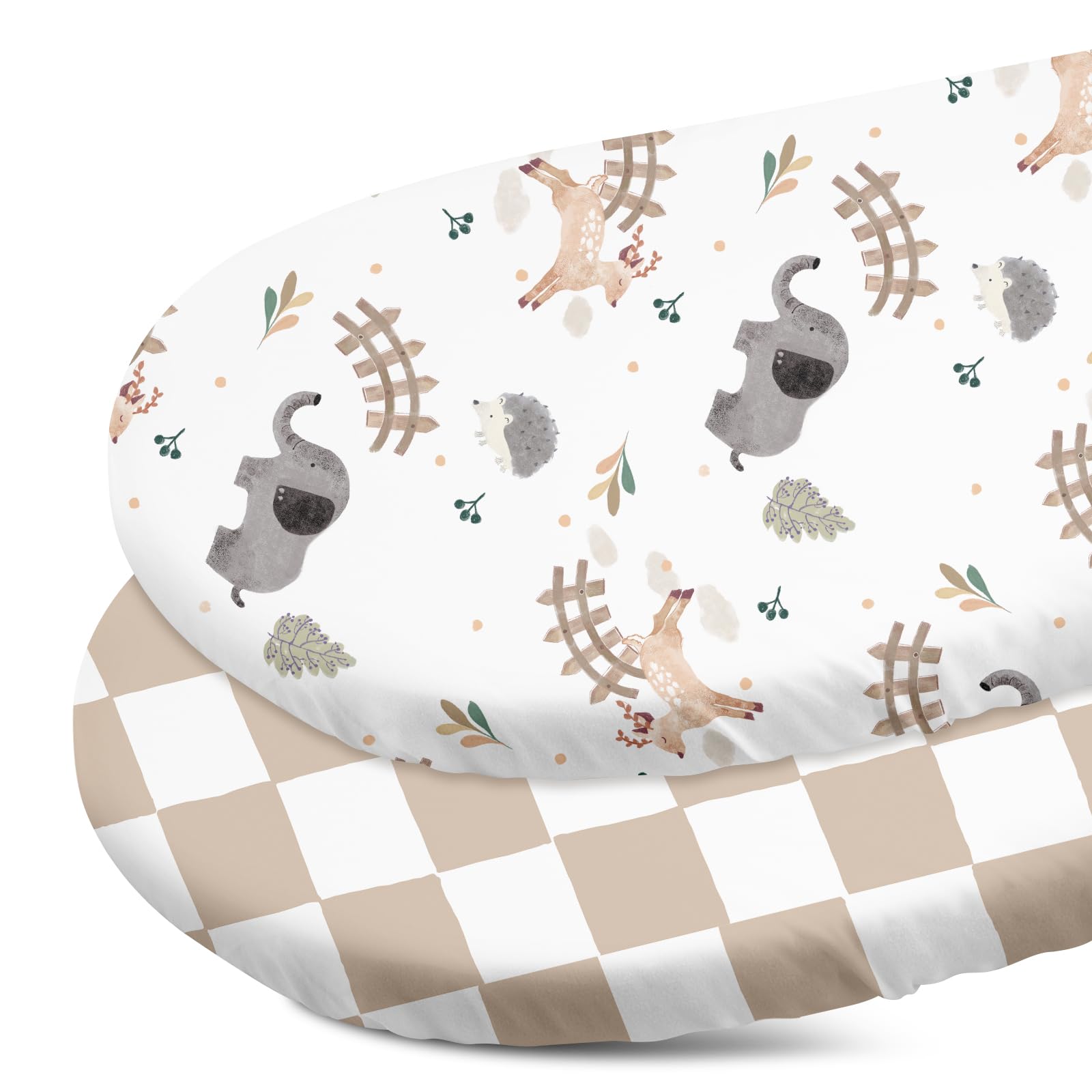 Photo 1 of Gllquen Baby Bassinet Sheets Set 2-Pack, Breathable Cozy Bassinet Fitted Sheet Universal Fit Standard Mattress Oval Rectangle Cradle Baby Sheets for Baby Boy Girls Unisex 32"x16"(Zoo)