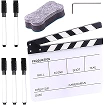 thumbnail image 2 of Flexzion Director Clapboard Film Movie Clapper Board Acrylic Plastic Dry Erase Stadio Camera Tv Video Cut Action Scene Slate Board 10x12 With Black White Sticks 2 of 10