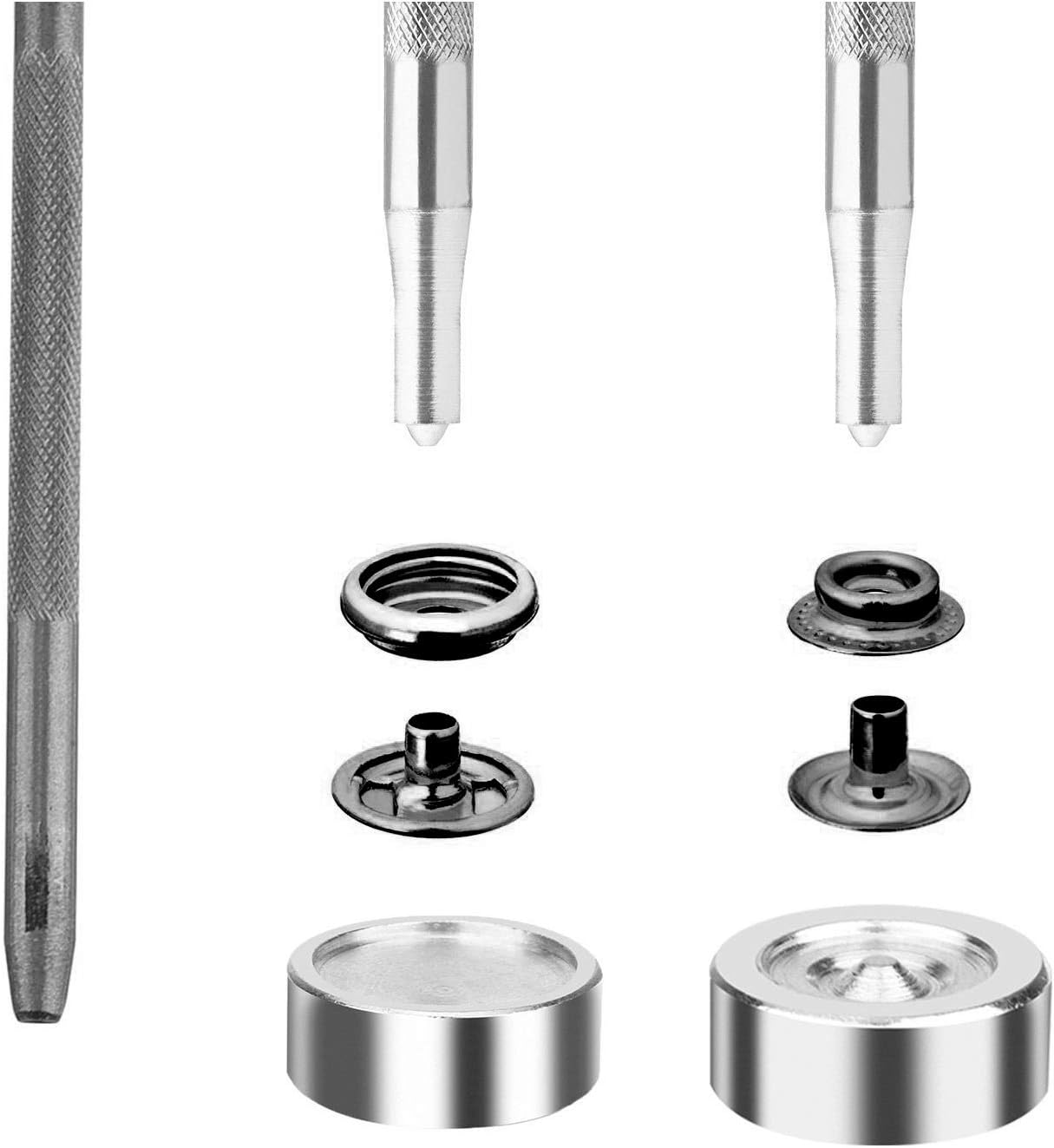 Trimming Shop 15mm, 10Pcs Gunmetal Large Press Studs with Fixing Kit, Heavy Duty Nickle Free for Leathercraft Clothing, Bags - Image 5