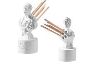 Surlama Julius Caesar Pencil Holder, 7.87" Resin Bust Statue with Back Stabbed Holes, Roman Desk Organizer