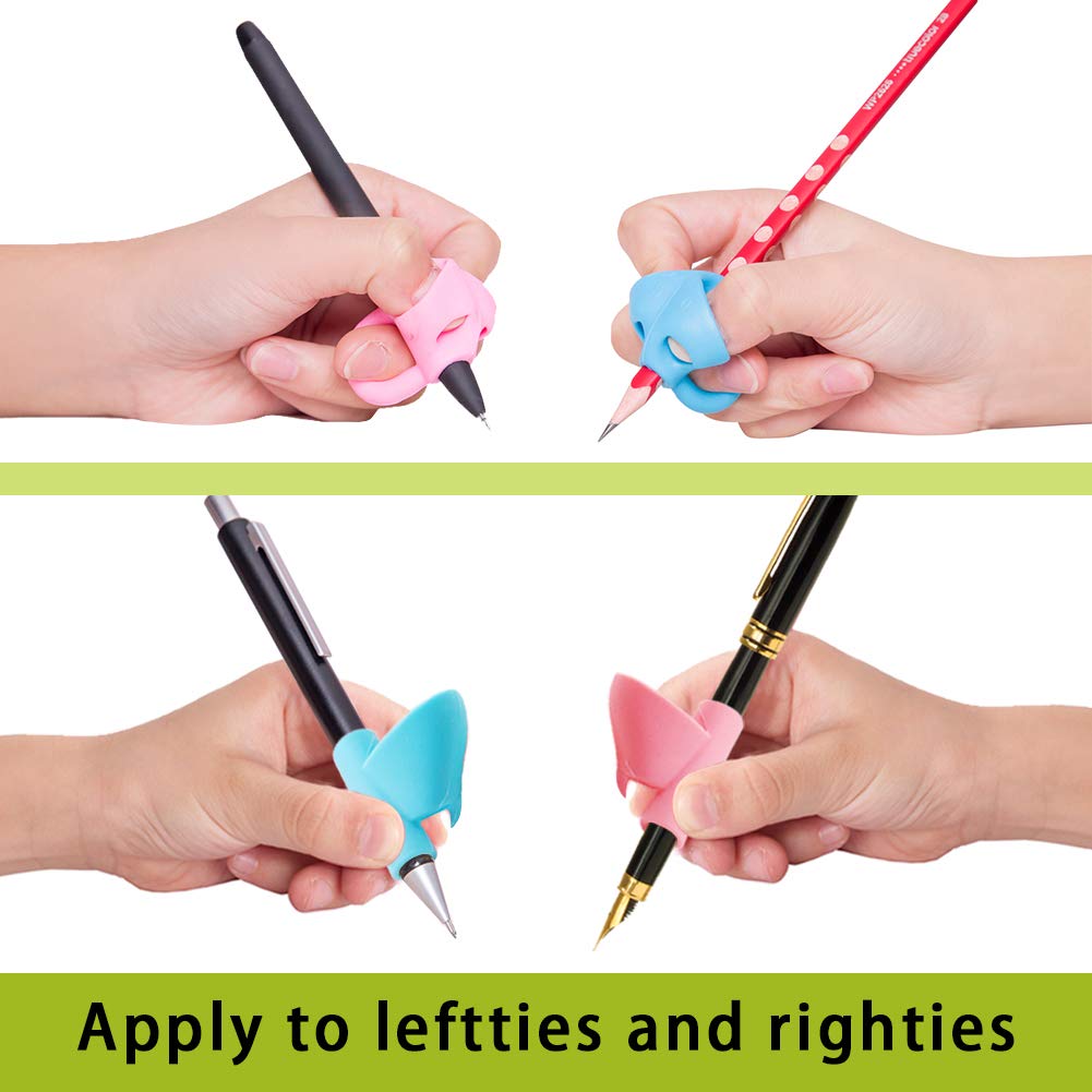 Pencil Grips,9pcs Kids Pencil Holder Writing Training Silicone Pencil Aid Grip Set Fish Dolphin Grip Butterfly Grip 3 Fingers Pencil Grip