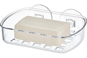 INTERDESIGN iDesign BPA-Free Plastic Suction Bar Soap Dish - 5.25" x 4" x 2", Clear,19600