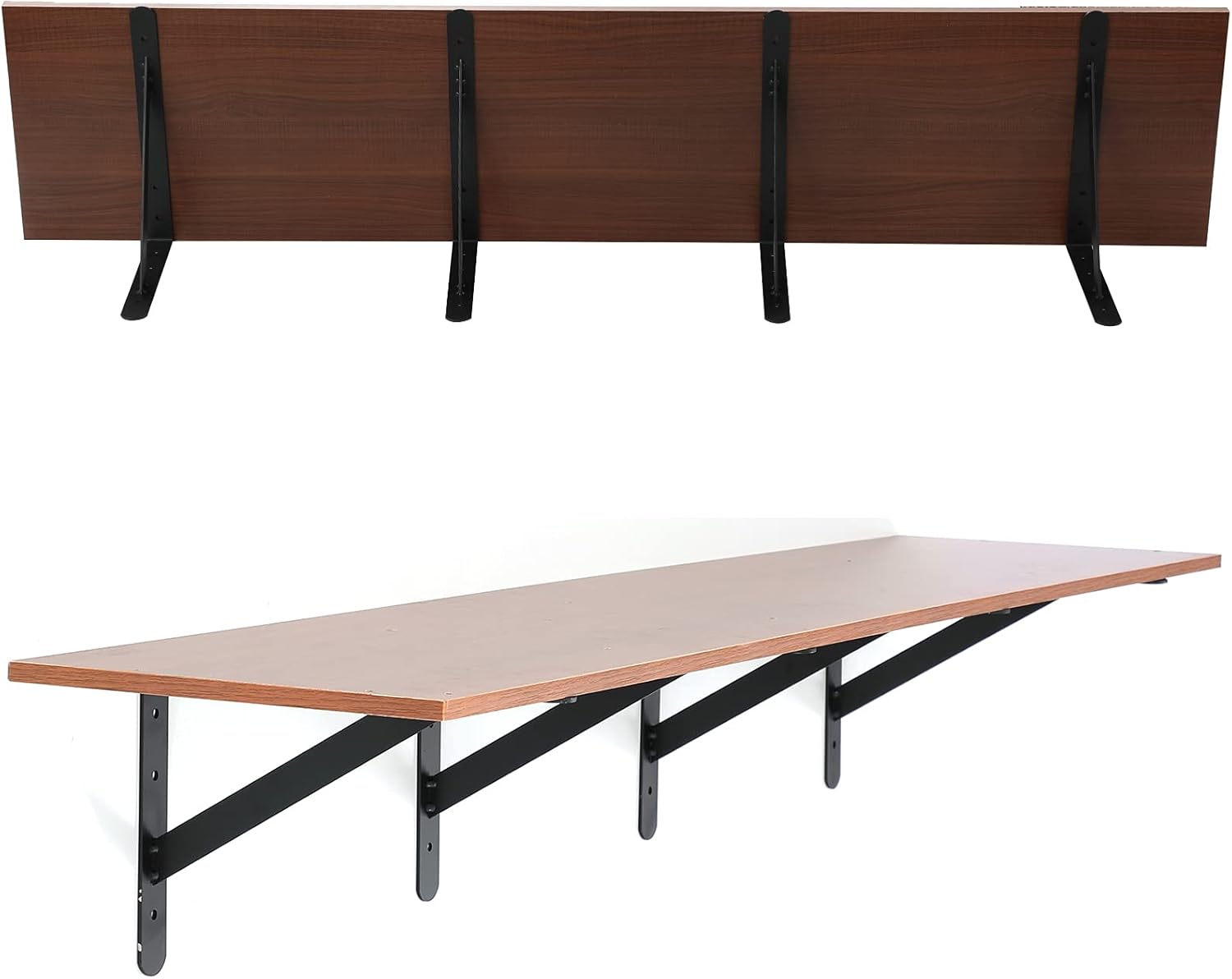 Countertop Support Brackets, 12" x 8" Heavy Duty Shelf Bracket, 1/8” Thick Solid Metal Wall Mounted Shelving Brackets for Bar Tops Table Desk, Black: Home Improvement